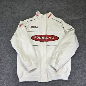 Pacsun Womens White Red Colorblock Formula 1 Licensed Moto Jacket Size XS *